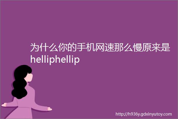 为什么你的手机网速那么慢原来是helliphellip